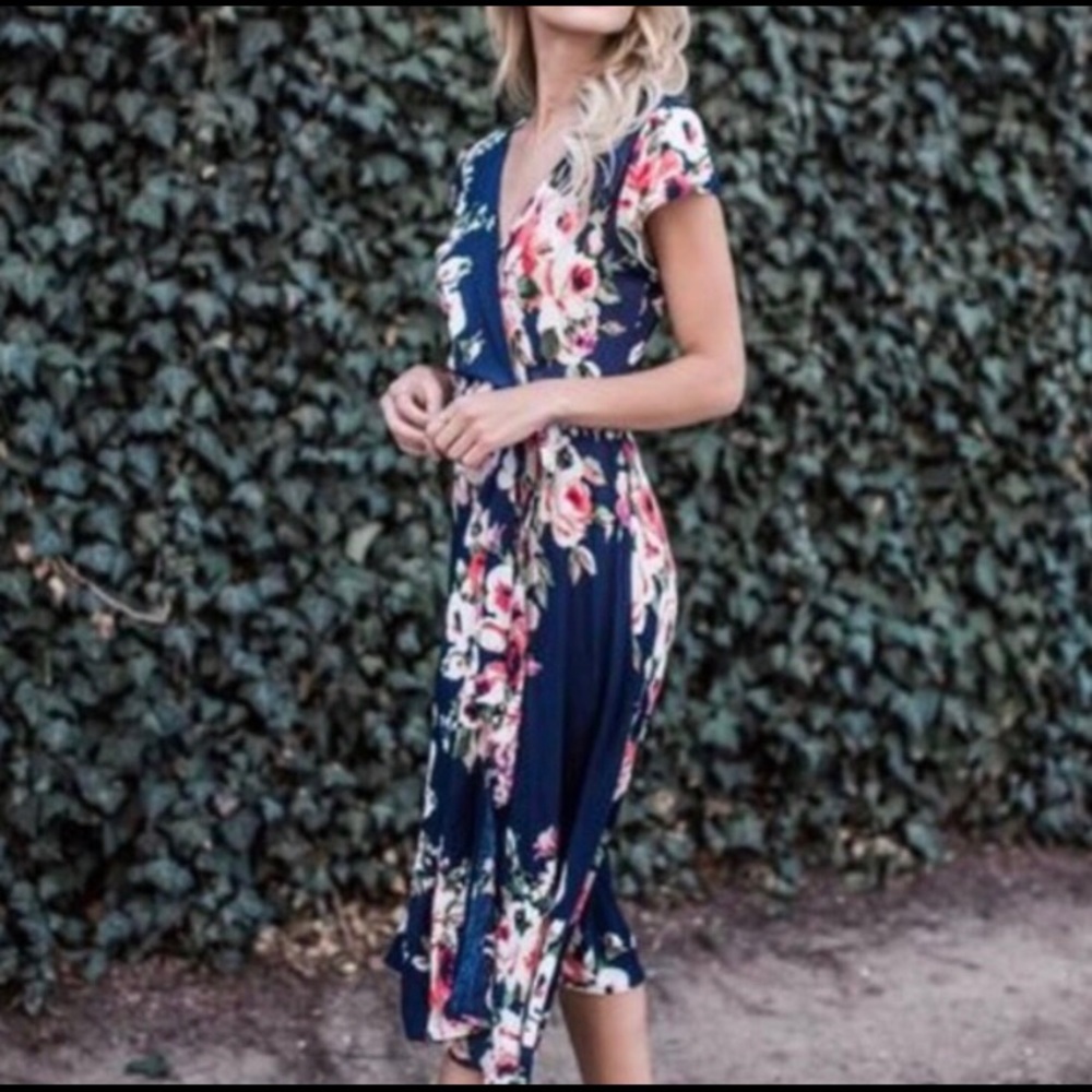 Le Lis floral midi wrap dress